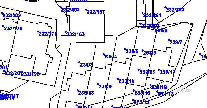 Parcela st. 238/4 v KÚ Lobzy, Katastrální mapa