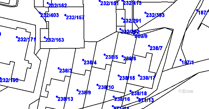 Parcela st. 238/5 v KÚ Lobzy, Katastrální mapa