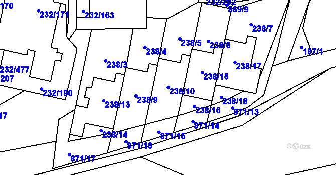 Parcela st. 238/10 v KÚ Lobzy, Katastrální mapa