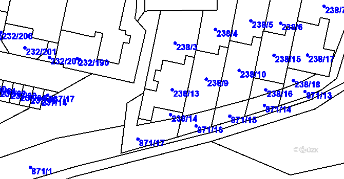 Parcela st. 238/13 v KÚ Lobzy, Katastrální mapa