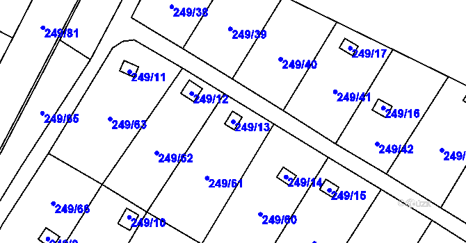 Parcela st. 249/13 v KÚ Lobzy, Katastrální mapa