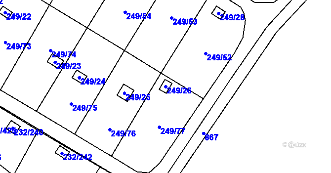 Parcela st. 249/26 v KÚ Lobzy, Katastrální mapa