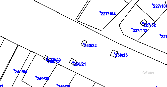 Parcela st. 250/22 v KÚ Lobzy, Katastrální mapa