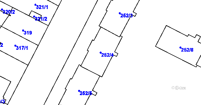 Parcela st. 252/4 v KÚ Lobzy, Katastrální mapa