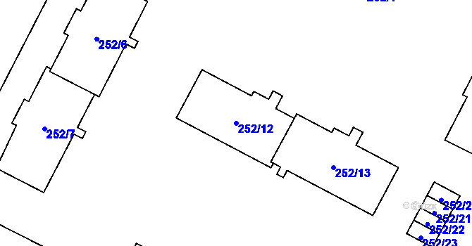Parcela st. 252/12 v KÚ Lobzy, Katastrální mapa
