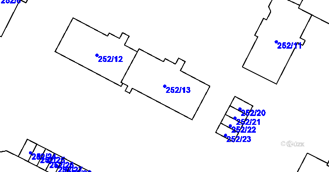 Parcela st. 252/13 v KÚ Lobzy, Katastrální mapa