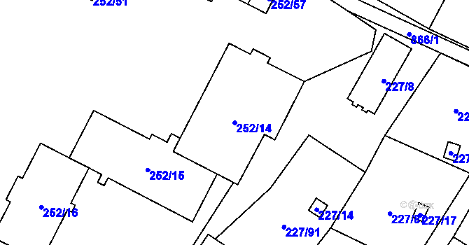Parcela st. 252/14 v KÚ Lobzy, Katastrální mapa