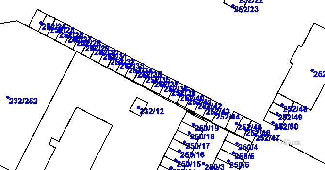 Parcela st. 252/38 v KÚ Lobzy, Katastrální mapa
