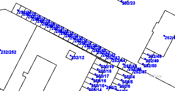 Parcela st. 252/39 v KÚ Lobzy, Katastrální mapa