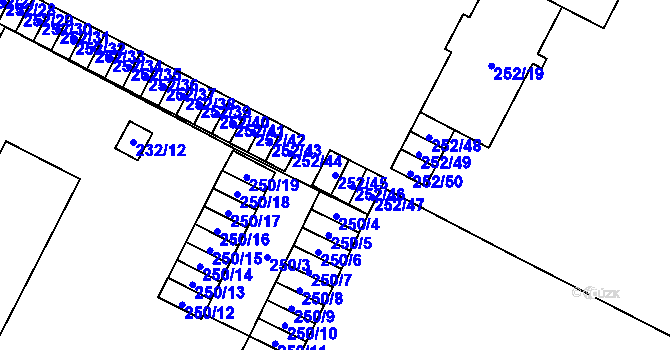 Parcela st. 252/45 v KÚ Lobzy, Katastrální mapa