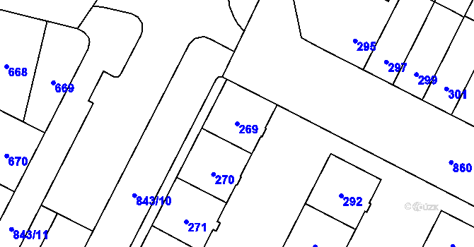 Parcela st. 269 v KÚ Lobzy, Katastrální mapa