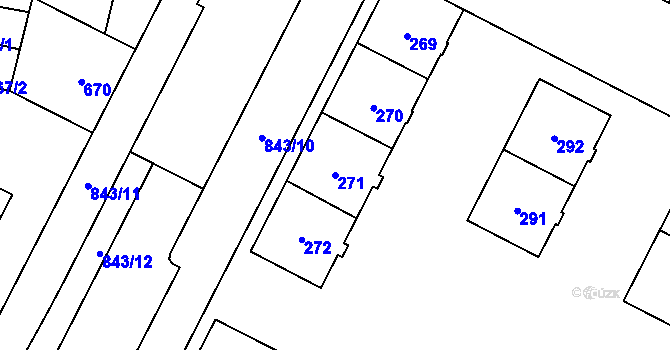 Parcela st. 271 v KÚ Lobzy, Katastrální mapa