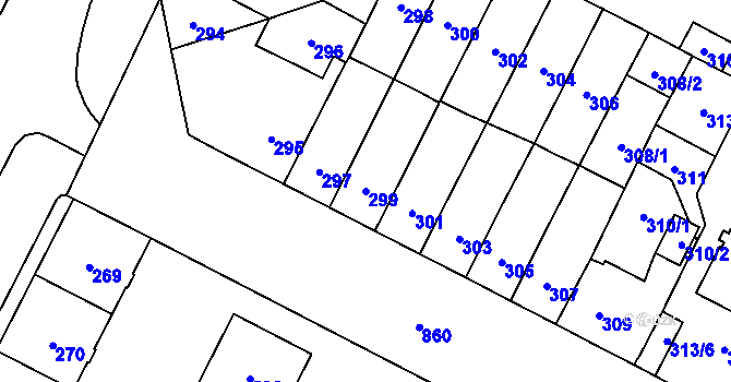 Parcela st. 299 v KÚ Lobzy, Katastrální mapa