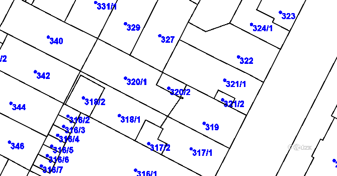Parcela st. 320/2 v KÚ Lobzy, Katastrální mapa