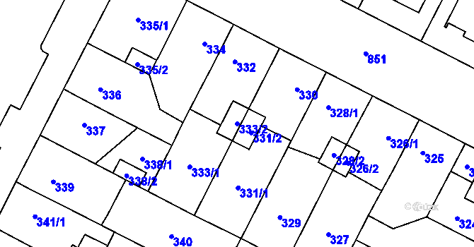 Parcela st. 333/2 v KÚ Lobzy, Katastrální mapa