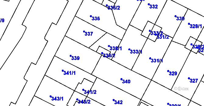Parcela st. 338/2 v KÚ Lobzy, Katastrální mapa