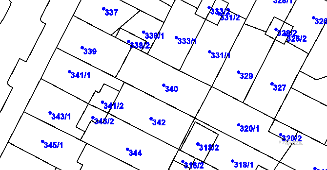 Parcela st. 340 v KÚ Lobzy, Katastrální mapa