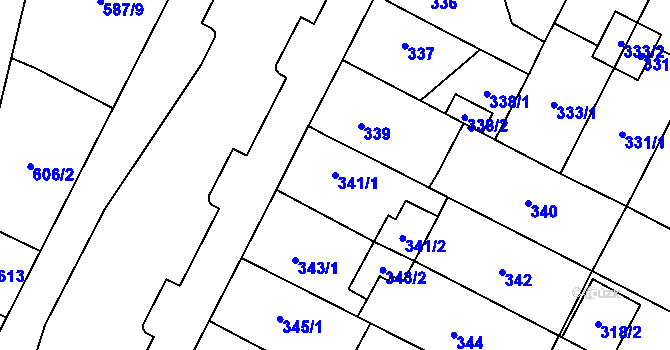 Parcela st. 341/1 v KÚ Lobzy, Katastrální mapa