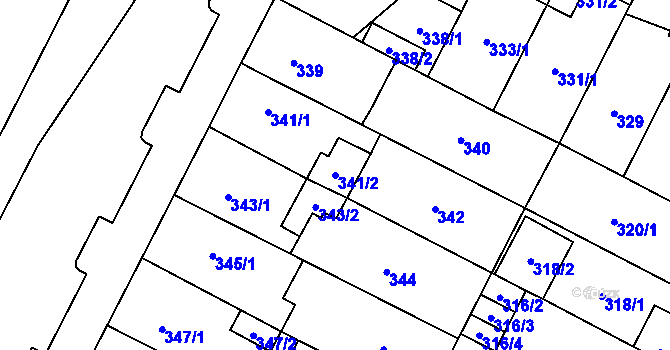 Parcela st. 341/2 v KÚ Lobzy, Katastrální mapa
