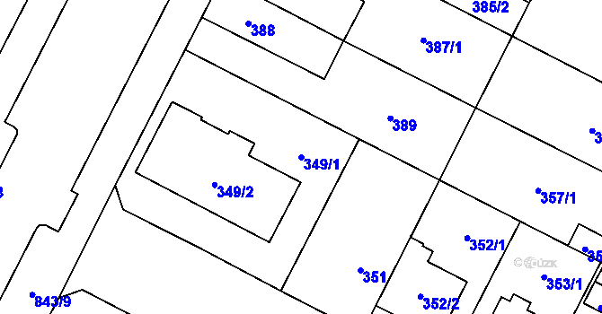 Parcela st. 349/1 v KÚ Lobzy, Katastrální mapa
