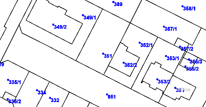 Parcela st. 351 v KÚ Lobzy, Katastrální mapa