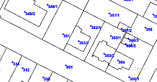 Parcela st. 352/2 v KÚ Lobzy, Katastrální mapa