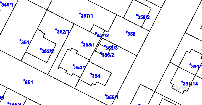 Parcela st. 355/2 v KÚ Lobzy, Katastrální mapa