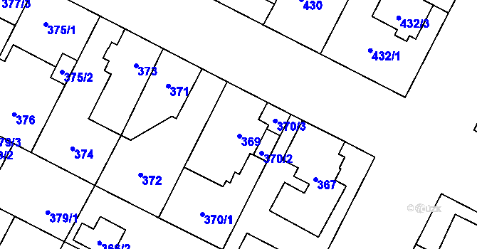 Parcela st. 369 v KÚ Lobzy, Katastrální mapa