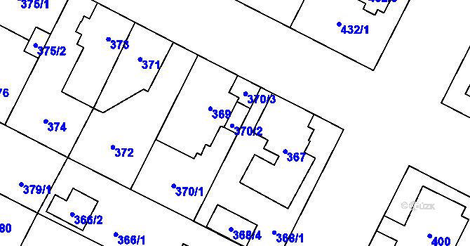 Parcela st. 370/2 v KÚ Lobzy, Katastrální mapa