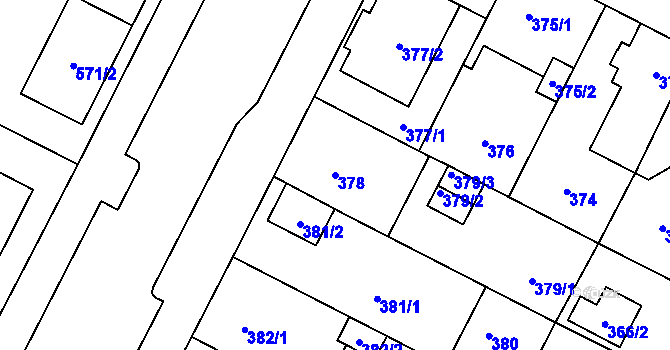 Parcela st. 378 v KÚ Lobzy, Katastrální mapa