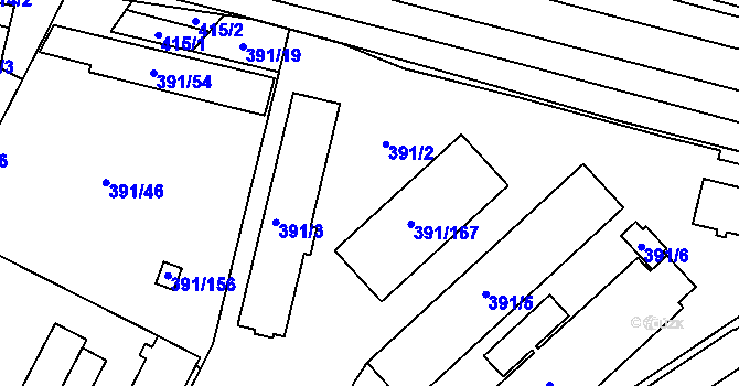 Parcela st. 391/2 v KÚ Lobzy, Katastrální mapa