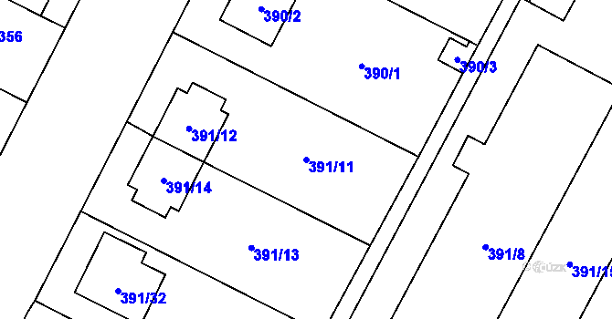 Parcela st. 391/11 v KÚ Lobzy, Katastrální mapa
