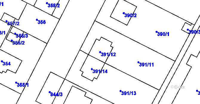 Parcela st. 391/12 v KÚ Lobzy, Katastrální mapa