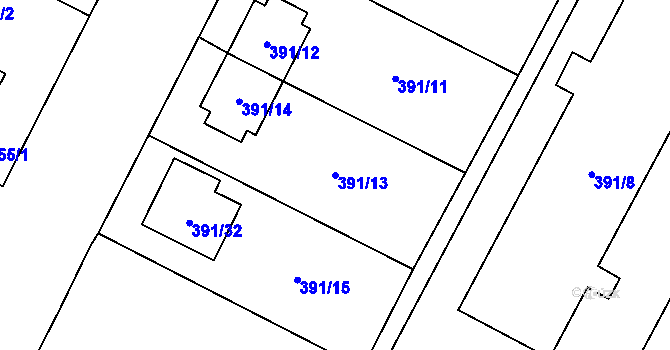 Parcela st. 391/13 v KÚ Lobzy, Katastrální mapa