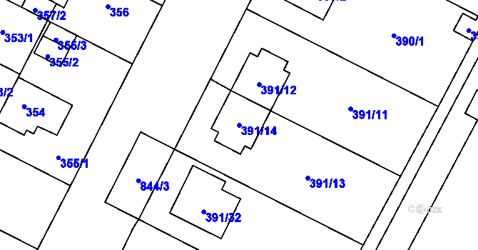 Parcela st. 391/14 v KÚ Lobzy, Katastrální mapa