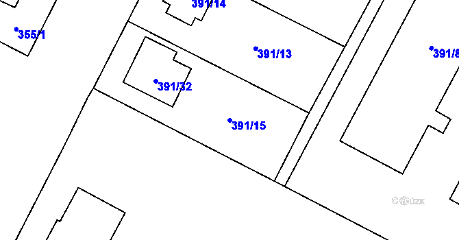 Parcela st. 391/15 v KÚ Lobzy, Katastrální mapa