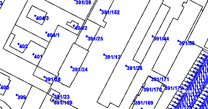 Parcela st. 391/17 v KÚ Lobzy, Katastrální mapa