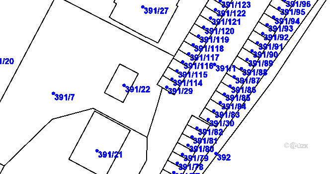 Parcela st. 391/29 v KÚ Lobzy, Katastrální mapa