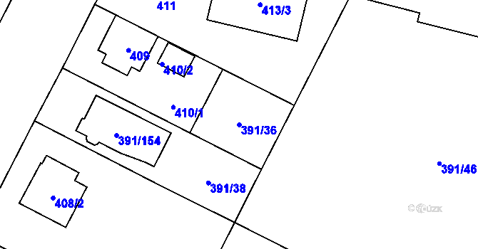 Parcela st. 391/36 v KÚ Lobzy, Katastrální mapa