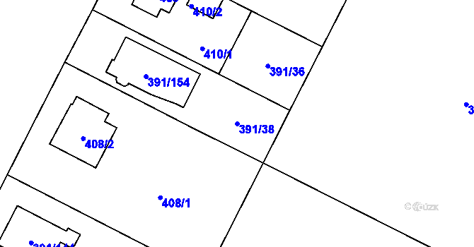Parcela st. 391/38 v KÚ Lobzy, Katastrální mapa