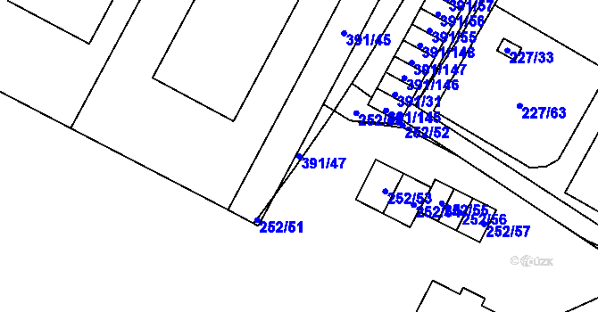 Parcela st. 391/47 v KÚ Lobzy, Katastrální mapa