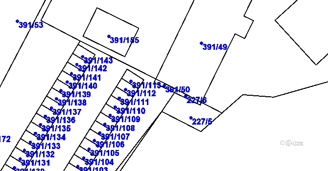 Parcela st. 391/50 v KÚ Lobzy, Katastrální mapa