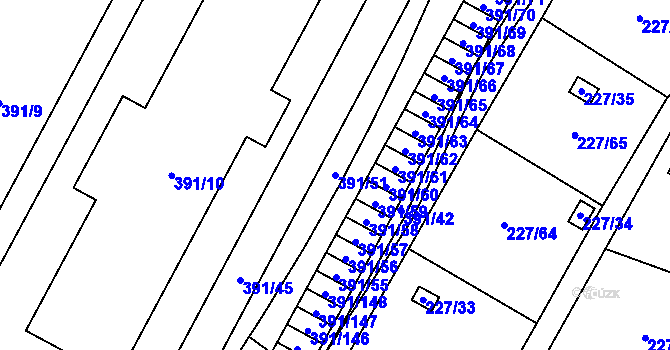 Parcela st. 391/51 v KÚ Lobzy, Katastrální mapa