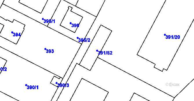 Parcela st. 391/52 v KÚ Lobzy, Katastrální mapa