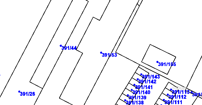 Parcela st. 391/53 v KÚ Lobzy, Katastrální mapa