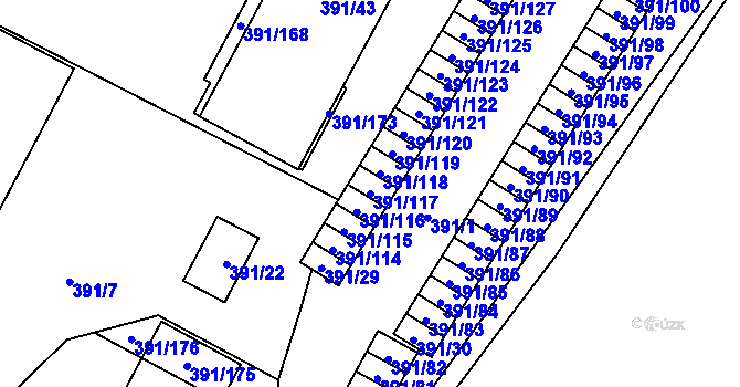 Parcela st. 391/117 v KÚ Lobzy, Katastrální mapa
