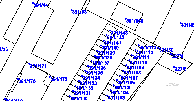 Parcela st. 391/139 v KÚ Lobzy, Katastrální mapa