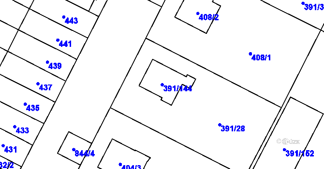 Parcela st. 391/144 v KÚ Lobzy, Katastrální mapa
