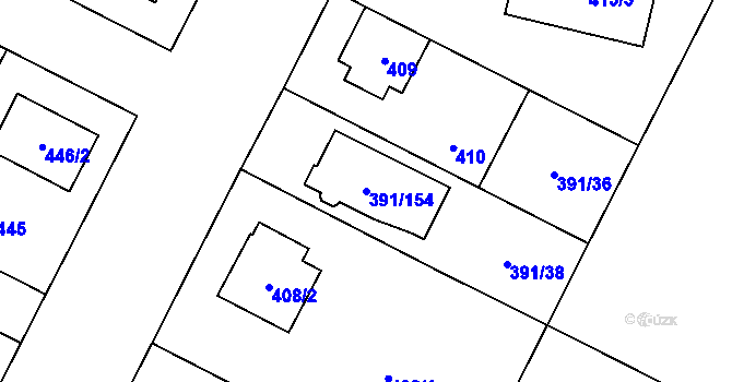 Parcela st. 391/154 v KÚ Lobzy, Katastrální mapa