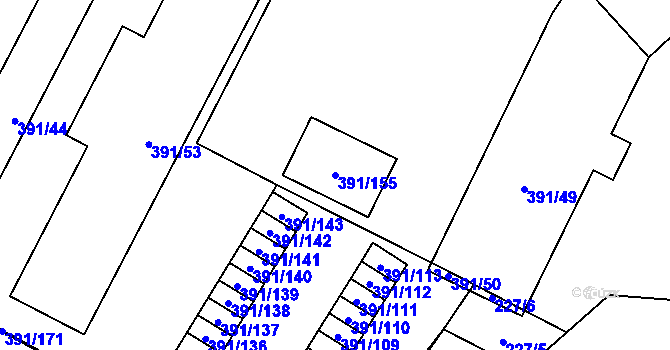 Parcela st. 391/155 v KÚ Lobzy, Katastrální mapa